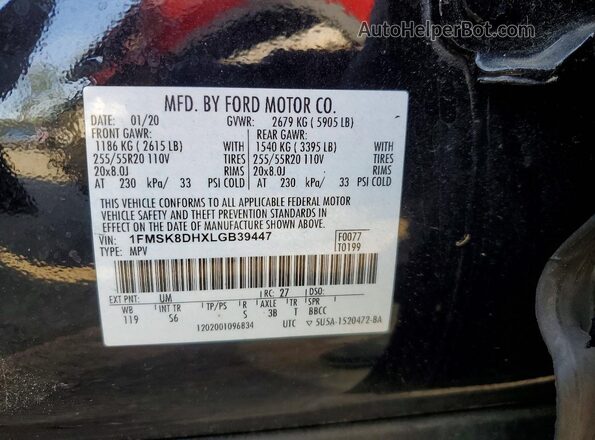 1FMSK8DHXLGB39447 2020 FORD EXPLORER Черный 