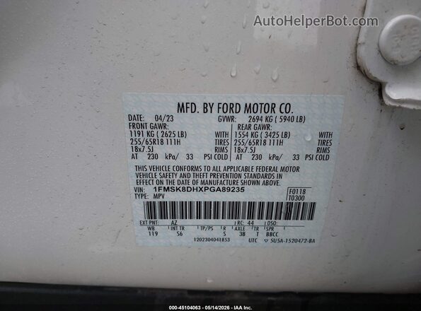 1FMSK8DHXPGA89235 2023 FORD EXPLORER Белый Вид подкапотного пространства