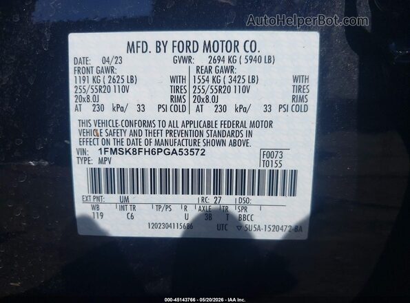 1FMSK8FH6PGA53572 2023 FORD EXPLORER Black Вид підкапотного простору