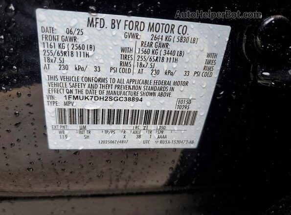 1FMUK7DH2SGC38894 2025 FORD EXPLORER Black 