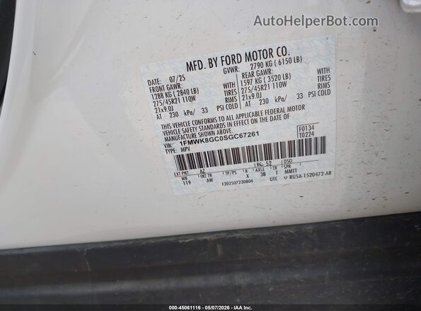 1FMWK8GC0SGC67261 2025 FORD FORD EXPLORER White Engine compartment view