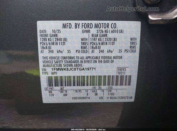 1FMWK8JC8TGA19771 2026 FORD EXPLORER Gray Engine compartment view