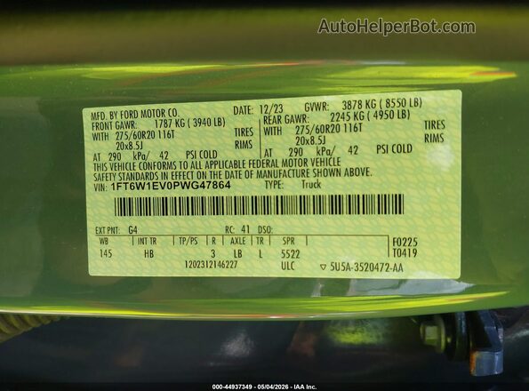 1FT6W1EV0PWG47864 2023 FORD F-150 LIGHTNING Gray 