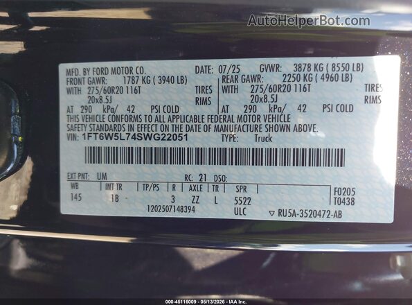 1FT6W5L74SWG22051 2025 FORD F-150 LIGHTNING Black Engine compartment view