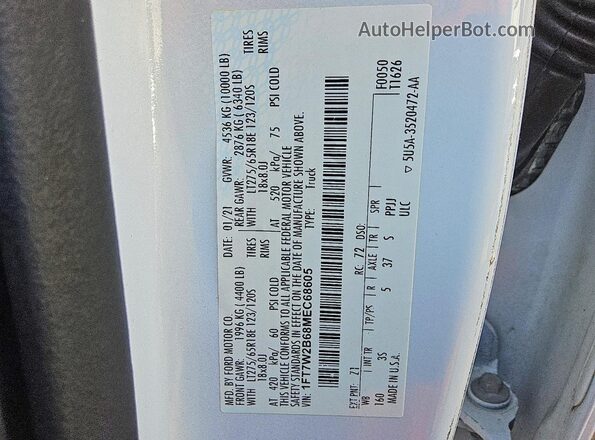 1FT7W2B68MEC68605 2021 FORD F250 White 