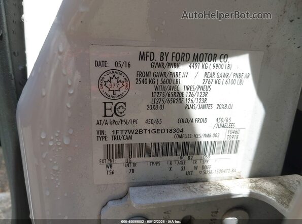 1FT7W2BT1GED18304 2016 FORD F-250 Белый Вид подкапотного пространства