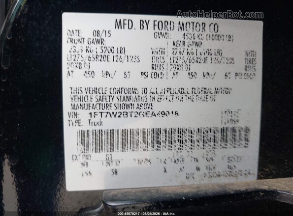 1FT7W2BT2GEA49018 2016 FORD F-250 Black Շարժիչի բաժամունքի տեսք