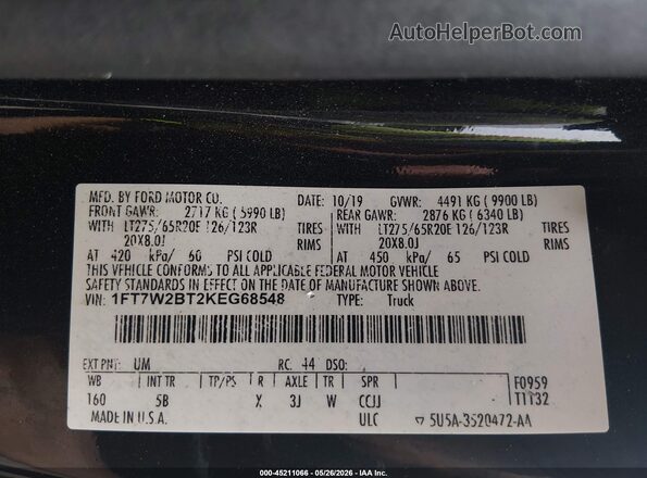 1FT7W2BT2KEG68548 2019 FORD F-250 Black Widok komory silnika
