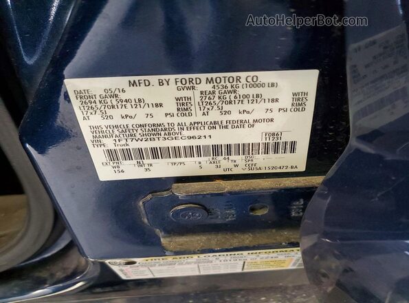 1FT7W2BT3GEC96211 2016 FORD F250 Blue Вид підкапотного простору