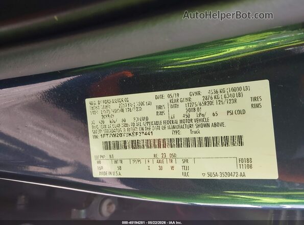 1FT7W2BT3KEF27441 2019 FORD F-250 Blue Շարժիչի բաժամունքի տեսք