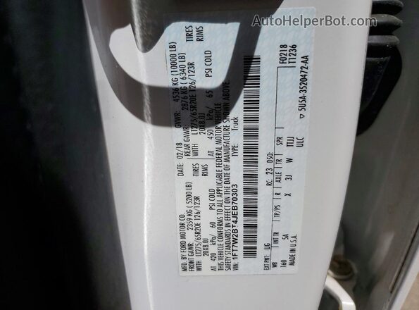 1FT7W2BT4JEB70303 2018 FORD F250 White 