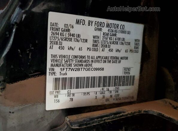 1FT7W2BT7GEC09958 2016 FORD F250 Черный Вид подкапотного пространства