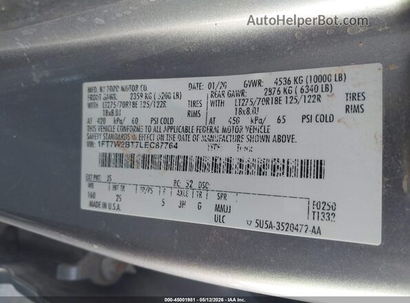 1FT7W2BT7LEC87764 2020 FORD F-250 Silver ძრავის განყოფილების ხედი