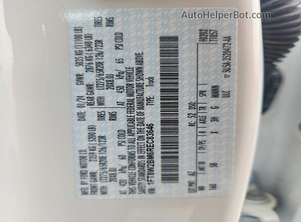 1FT8W2BM6REC83646 2024 FORD F250 Белый Вид наклейки с VIN-кодом