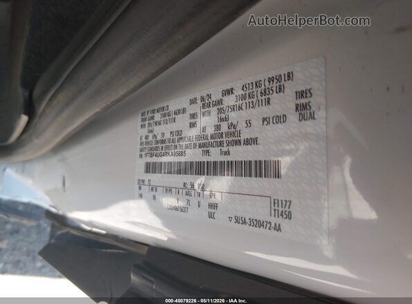 1FTBF4UG4RKA95685 2024 FORD TRANSIT-350 White Շարժիչի բաժամունքի տեսք