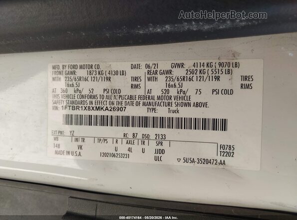 1FTBR1X8XMKA26907 2021 FORD TRANSIT-250 Белый Вид подкапотного пространства