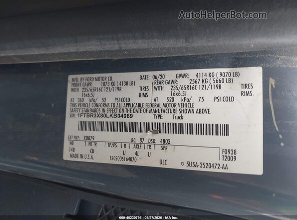 1FTBR3X80LKB04069 2020 FORD TRANSIT-250 Blue Widok komory silnika