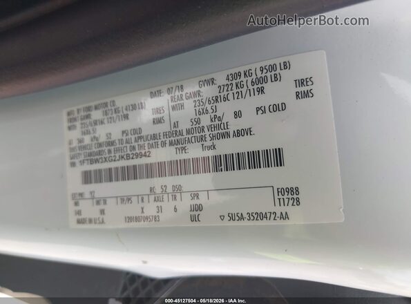 1FTBW3XG2JKB29942 2018 FORD TRANSIT-350 White Engine compartment view