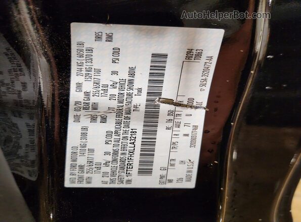 1FTER1FHXLLA32181 2020 FORD RANGER Black Вид наклейки з VIN-кодом