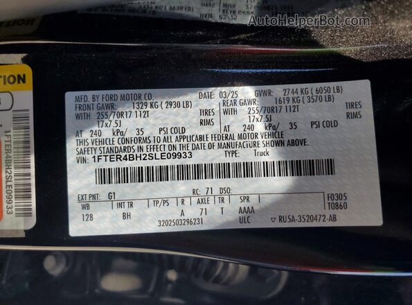 1FTER4BH2SLE09933 2025 FORD RANGER Черный Вид подкапотного пространства