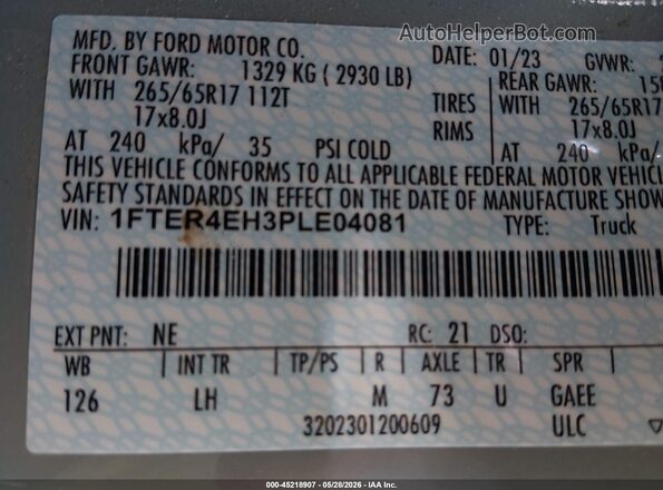 1FTER4EH3PLE04081 2023 FORD RANGER Gray Engine compartment view