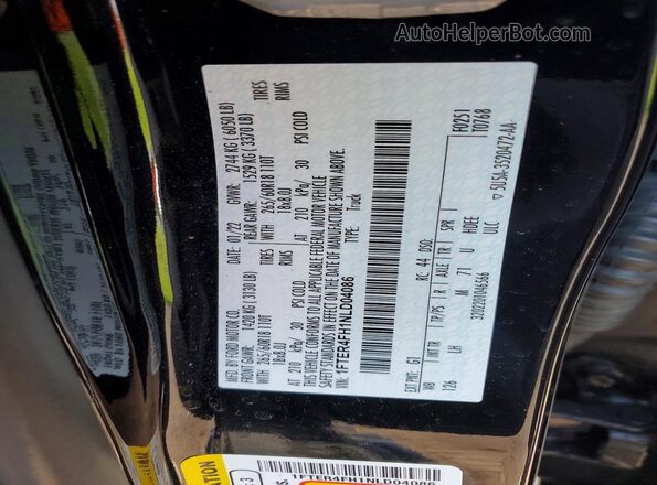 1FTER4FH1NLD04086 2022 FORD RANG Black Widok komory silnika