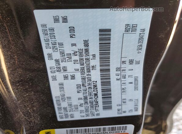 1FTER4FH2MLD29612 2021 FORD RANGER Black Vista del compartimento del motor