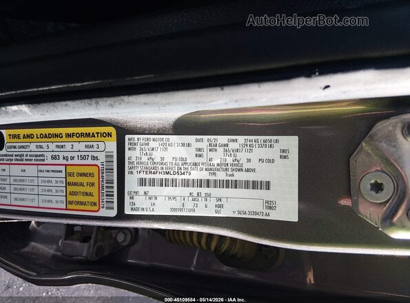 1FTER4FH3MLD53479 2021 FORD RANGER Gray Շարժիչի բաժամունքի տեսք