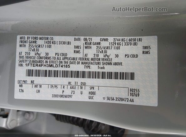 1FTER4FH3MLD74185 2021 FORD RANG Зеленый 
