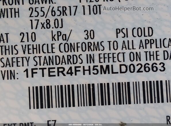 1FTER4FH5MLD02663 2021 FORD RANG Blue 