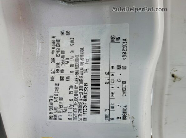 1FTER4FH8MLD23815 2021 FORD RANGER White Vista del compartimento del motor