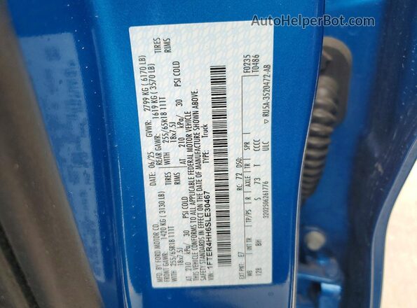 1FTER4HH6SLE30467 2025 FORD RANGER Blue Vista del compartimento del motor