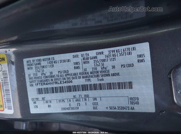 1FTER4HH7RLE34506 2024 FORD RANGER Gray Widok komory silnika