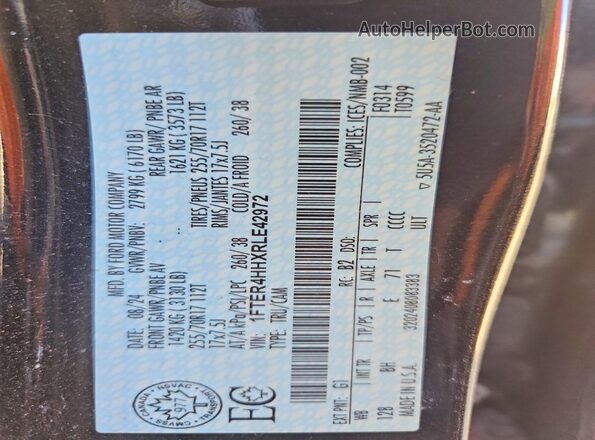1FTER4HHXRLE42972 2024 FORD RANGER Черный Вид подкапотного пространства