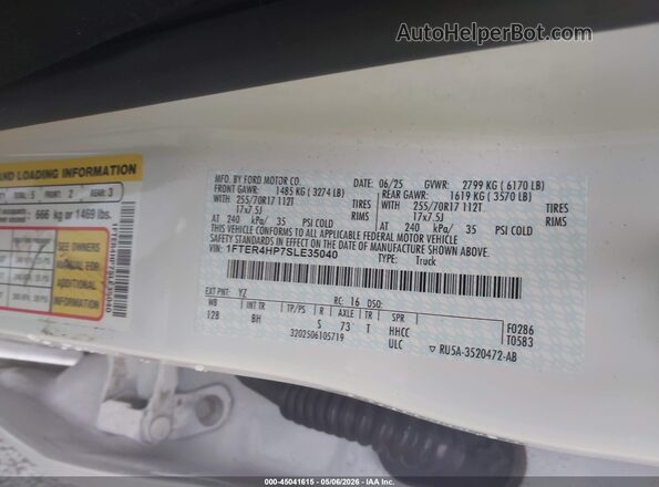 1FTER4HP7SLE35040 2025 FORD RANG White 
