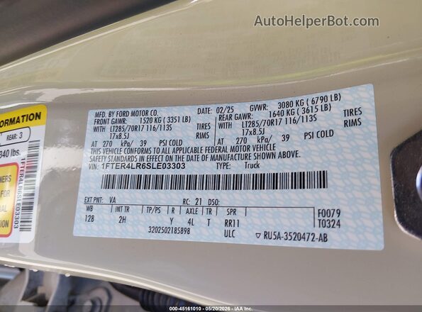 1FTER4LR6SLE03303 2025 FORD RANGER Brown Շարժիչի բաժամունքի տեսք