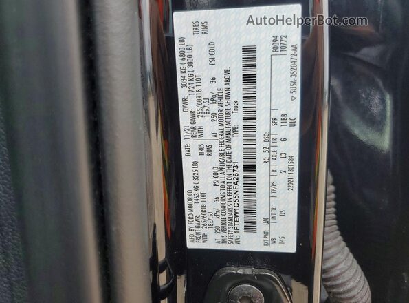 1FTEW1C55NFA26731 2022 FORD F150 Black 