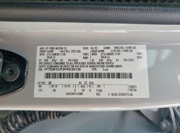 1FTEW1CP2PKE28136 2023 FORD F150 Gray Շարժիչի բաժամունքի տեսք
