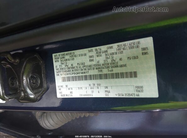 1FTEW1CP5GKF40817 2016 FORD F150 Blue Engine compartment view
