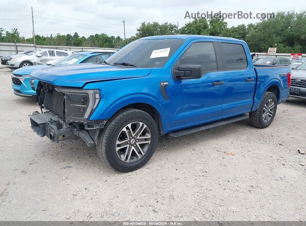 1FTEW1CP5MFA76318 2021 FORD F150 Blue Передня ліва чверть