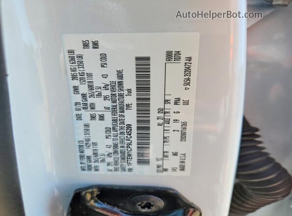 1FTEW1CP9LFC45299 2020 FORD F150 Белый Вид наклейки с VIN-кодом