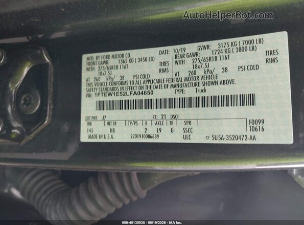 1FTEW1E52LFA04650 2020 FORD F150 Серый 