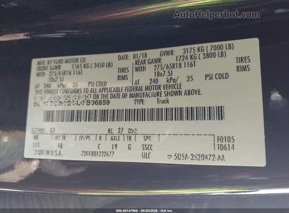 1FTEW1E54JFB96859 2018 FORD F150 Black Вид підкапотного простору