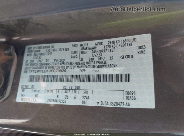 1FTEW1EB1JFC79929 2018 FORD F150 Желто-коричневый Вид подкапотного пространства