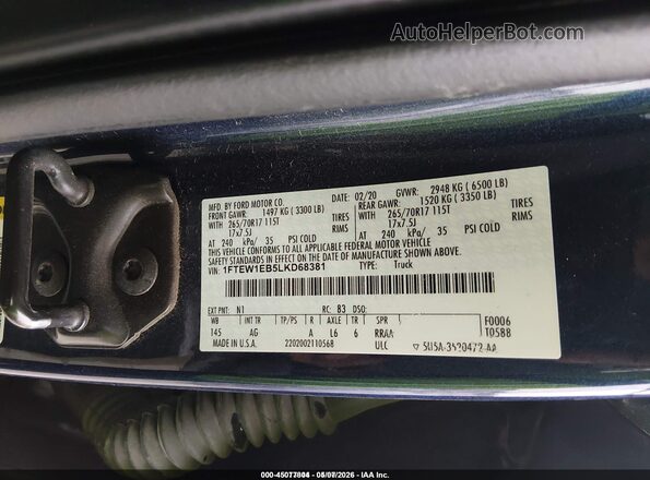 1FTEW1EB5LKD68381 2020 FORD F150 Blue Widok komory silnika