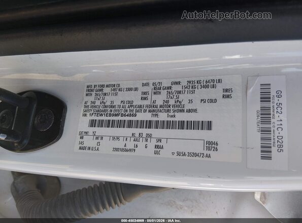 1FTEW1EB9MFB64869 2021 FORD F150 White 