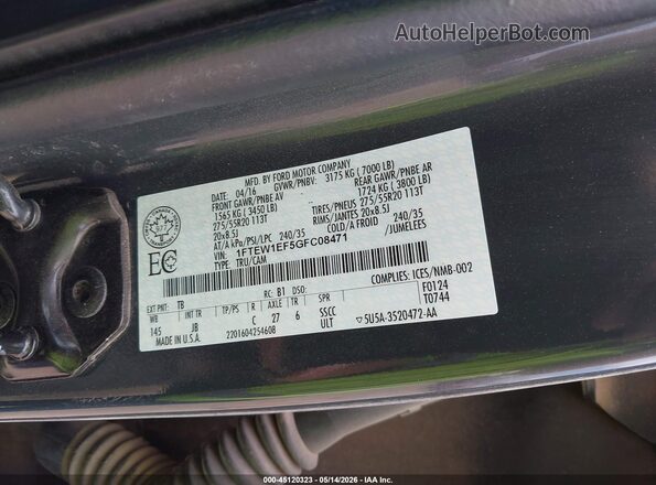 1FTEW1EF5GFC08471 2016 FORD F150 Gray Вид підкапотного простору