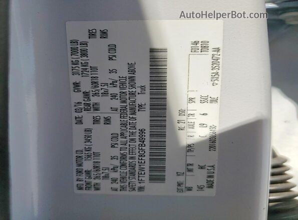 1FTEW1EF8GFB49996 2016 FORD F150 White 