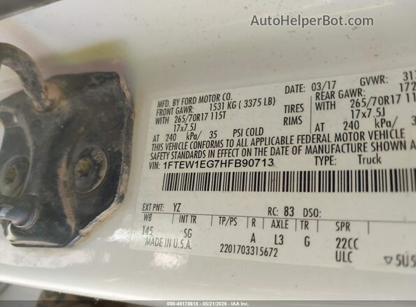 1FTEW1EG7HFB90713 2017 FORD F150 White Շարժիչի բաժամունքի տեսք