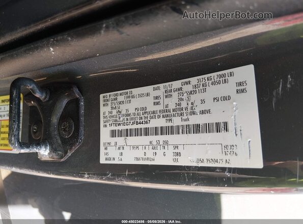 1FTEW1EG7JFB44367 2018 FORD F150 Серый 